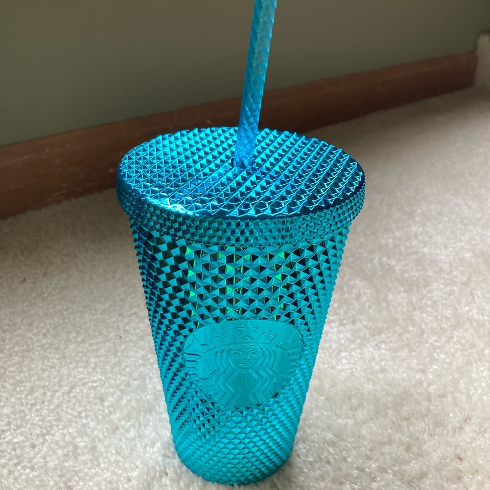 NEW Starbucks 2023 TEAL BLING, rare, Studded 16 oz  Cold Cup Tumbler